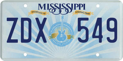 MS license plate ZDX549