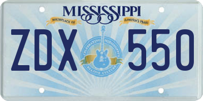 MS license plate ZDX550