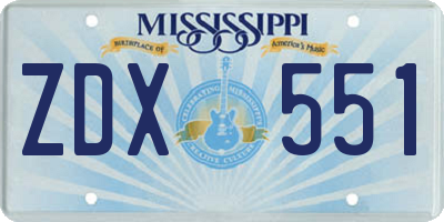 MS license plate ZDX551