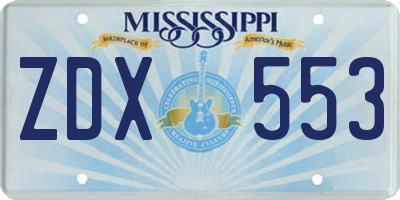 MS license plate ZDX553