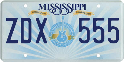 MS license plate ZDX555