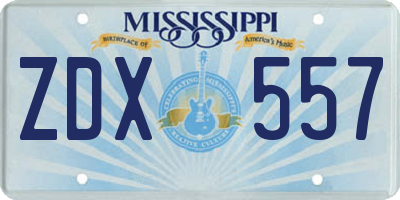 MS license plate ZDX557