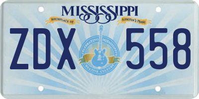 MS license plate ZDX558