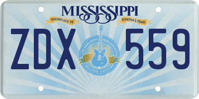 MS license plate ZDX559