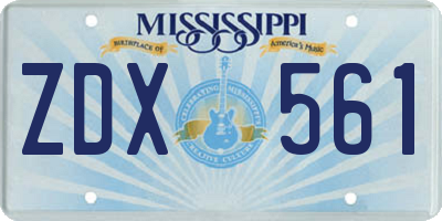 MS license plate ZDX561