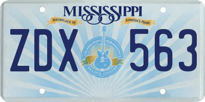 MS license plate ZDX563