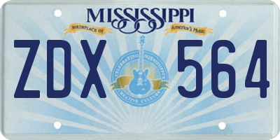 MS license plate ZDX564