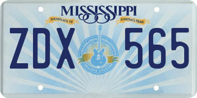 MS license plate ZDX565