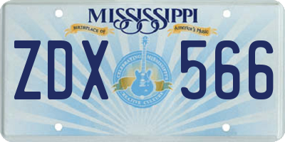 MS license plate ZDX566