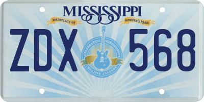 MS license plate ZDX568