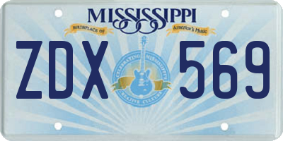 MS license plate ZDX569