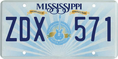 MS license plate ZDX571