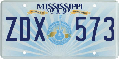 MS license plate ZDX573