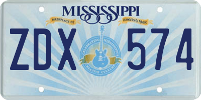 MS license plate ZDX574