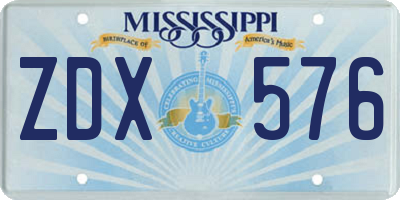 MS license plate ZDX576