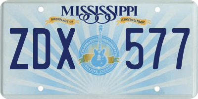 MS license plate ZDX577