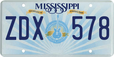 MS license plate ZDX578