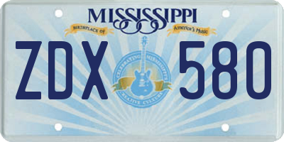 MS license plate ZDX580