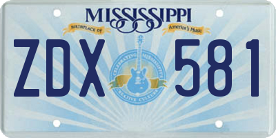 MS license plate ZDX581