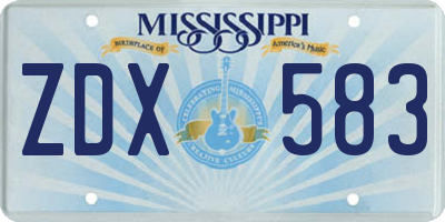 MS license plate ZDX583