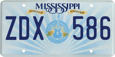 MS license plate ZDX586