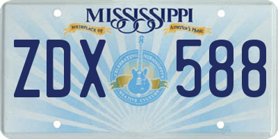 MS license plate ZDX588