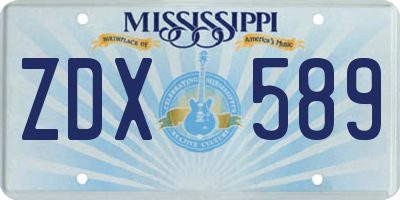 MS license plate ZDX589