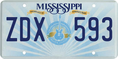 MS license plate ZDX593