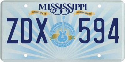 MS license plate ZDX594