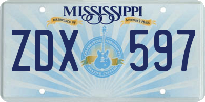 MS license plate ZDX597