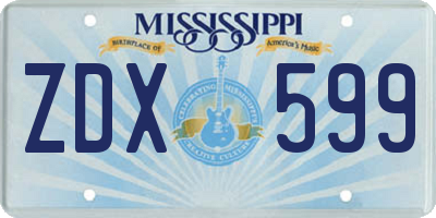 MS license plate ZDX599