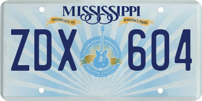 MS license plate ZDX604