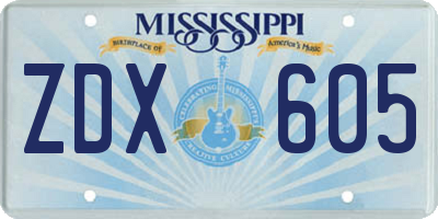 MS license plate ZDX605