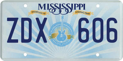 MS license plate ZDX606