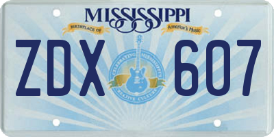MS license plate ZDX607