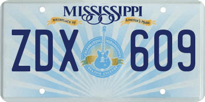 MS license plate ZDX609