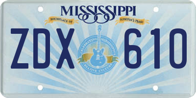 MS license plate ZDX610