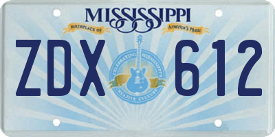 MS license plate ZDX612