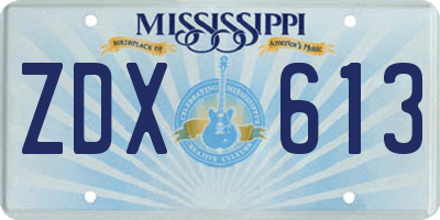 MS license plate ZDX613
