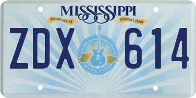 MS license plate ZDX614