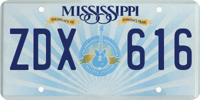 MS license plate ZDX616