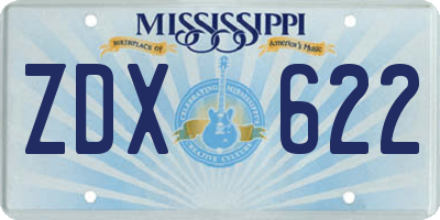 MS license plate ZDX622