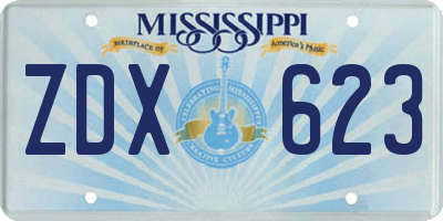 MS license plate ZDX623