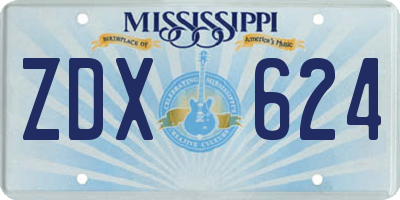 MS license plate ZDX624
