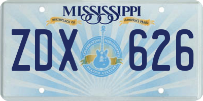 MS license plate ZDX626