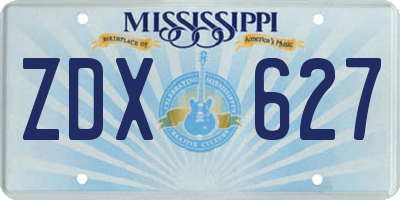 MS license plate ZDX627