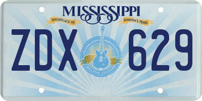 MS license plate ZDX629