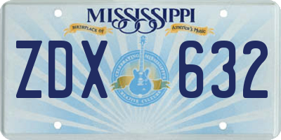 MS license plate ZDX632