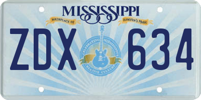 MS license plate ZDX634