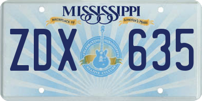 MS license plate ZDX635